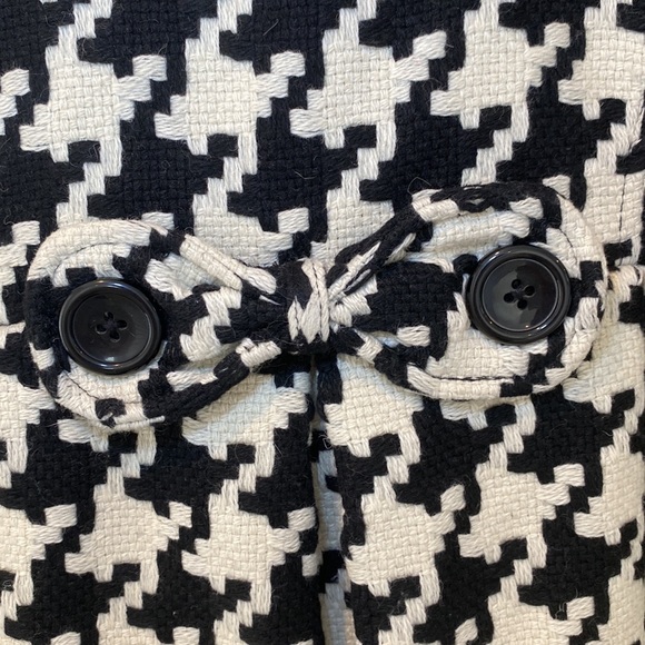 Vintage 80s 90s CANDIE'S Houndstooth Pea Coat Empire Waist Back Bow Fits Small - Picture 6 of 8
